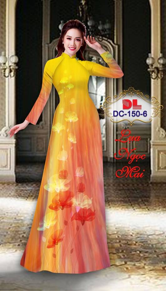 Vải Áo Dài Hoa In 3D AD DC150 28